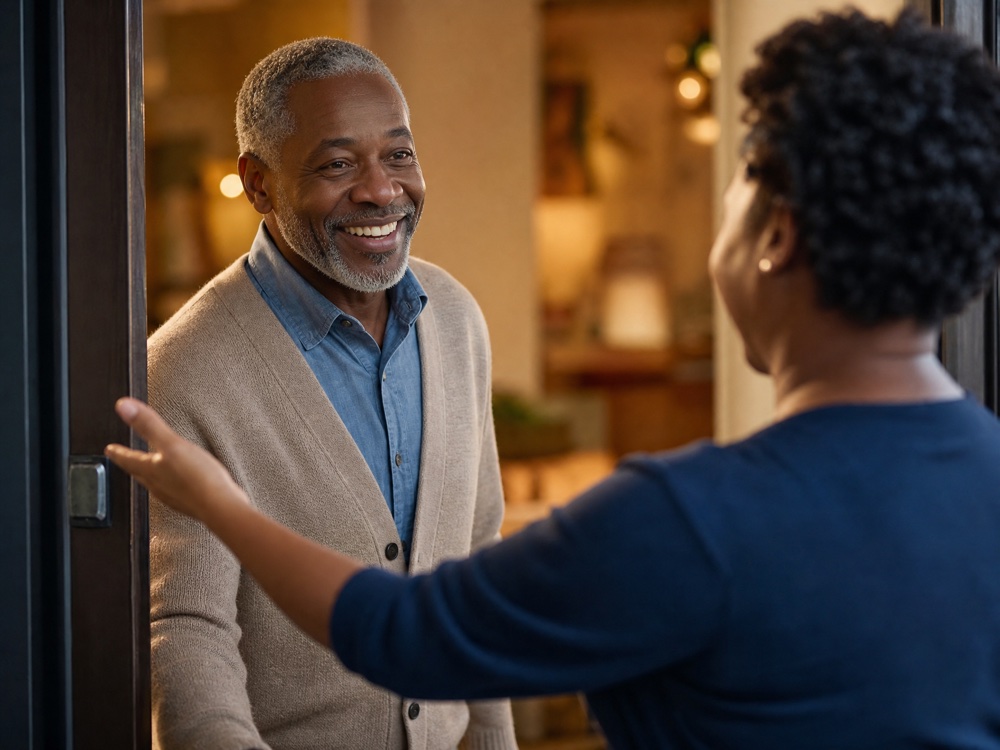 A regular stepping back through the door, met with a warm greeting